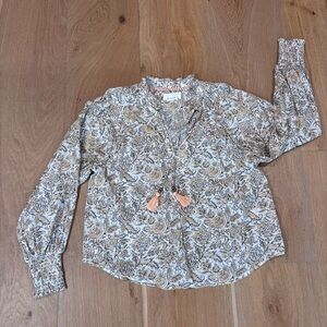 Anthropologie Boho Floral Tie-Front Blouse | S | Lightweight | EUC